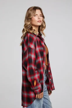 Women Chaser Brand Grateful Dead Dancing Bear Button Down Flannel