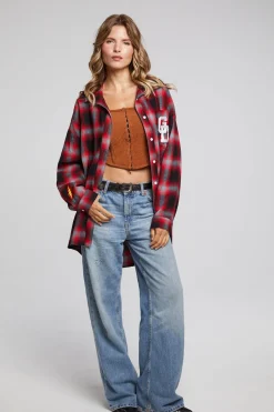 Women Chaser Brand Grateful Dead Dancing Bear Button Down Flannel