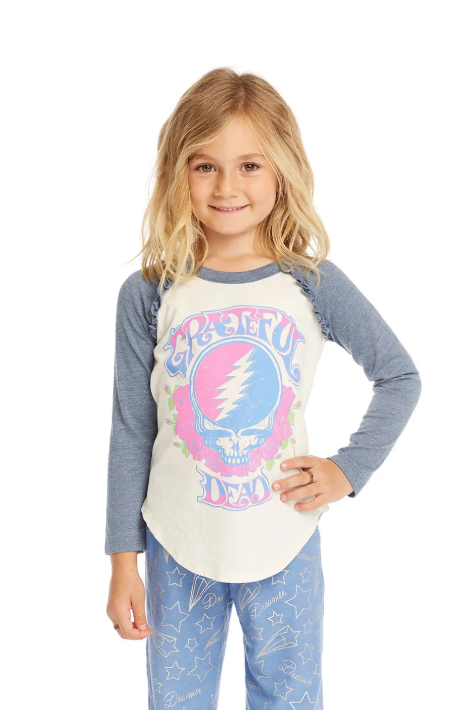 Women/Kids Chaser Brand Grateful Dead Skull & Roses Baseball Tee
