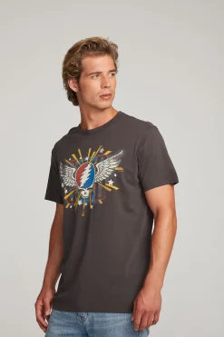 Women Chaser Brand Grateful Dead Skull & Wings Mens Tee