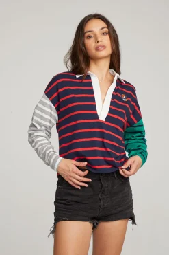 Women Chaser Brand Grateful Dead Stealie Rugby Shirt
