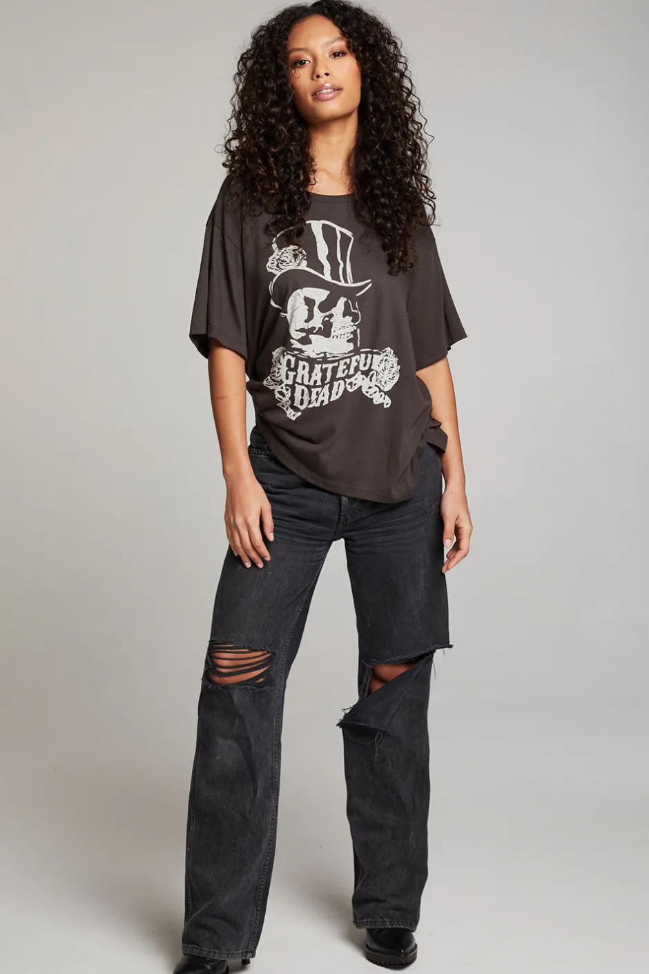 Women Chaser Brand Grateful Dead Top Hat Skull Tee