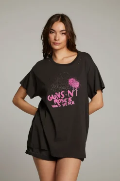 Women Chaser Brand Gun N' Roses Studded Skull Tee