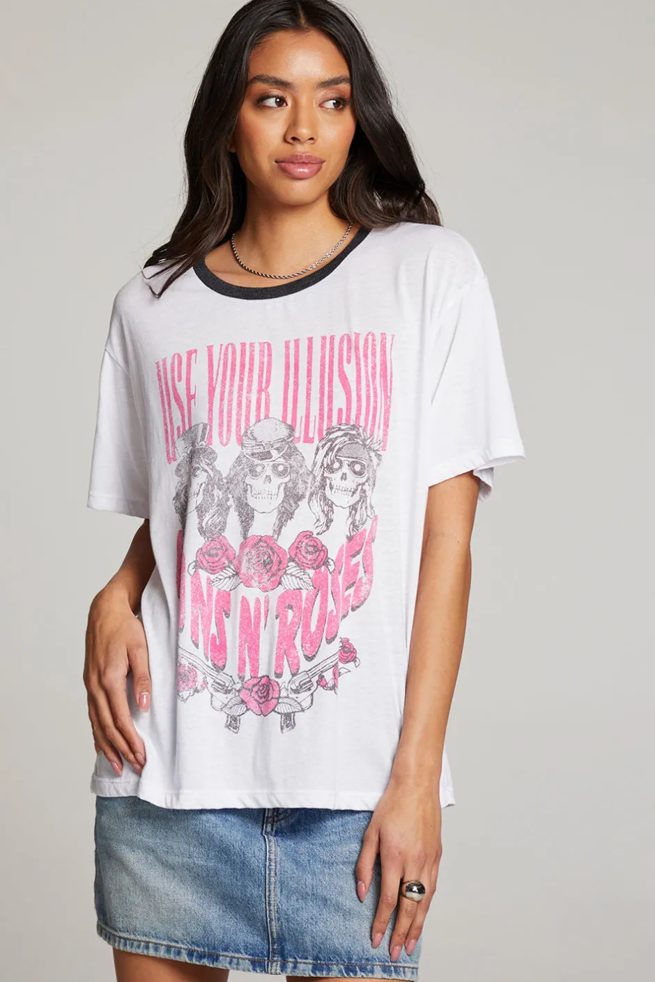 Women Chaser Brand Guns N' Roses Use Your Illusion Skull Tee