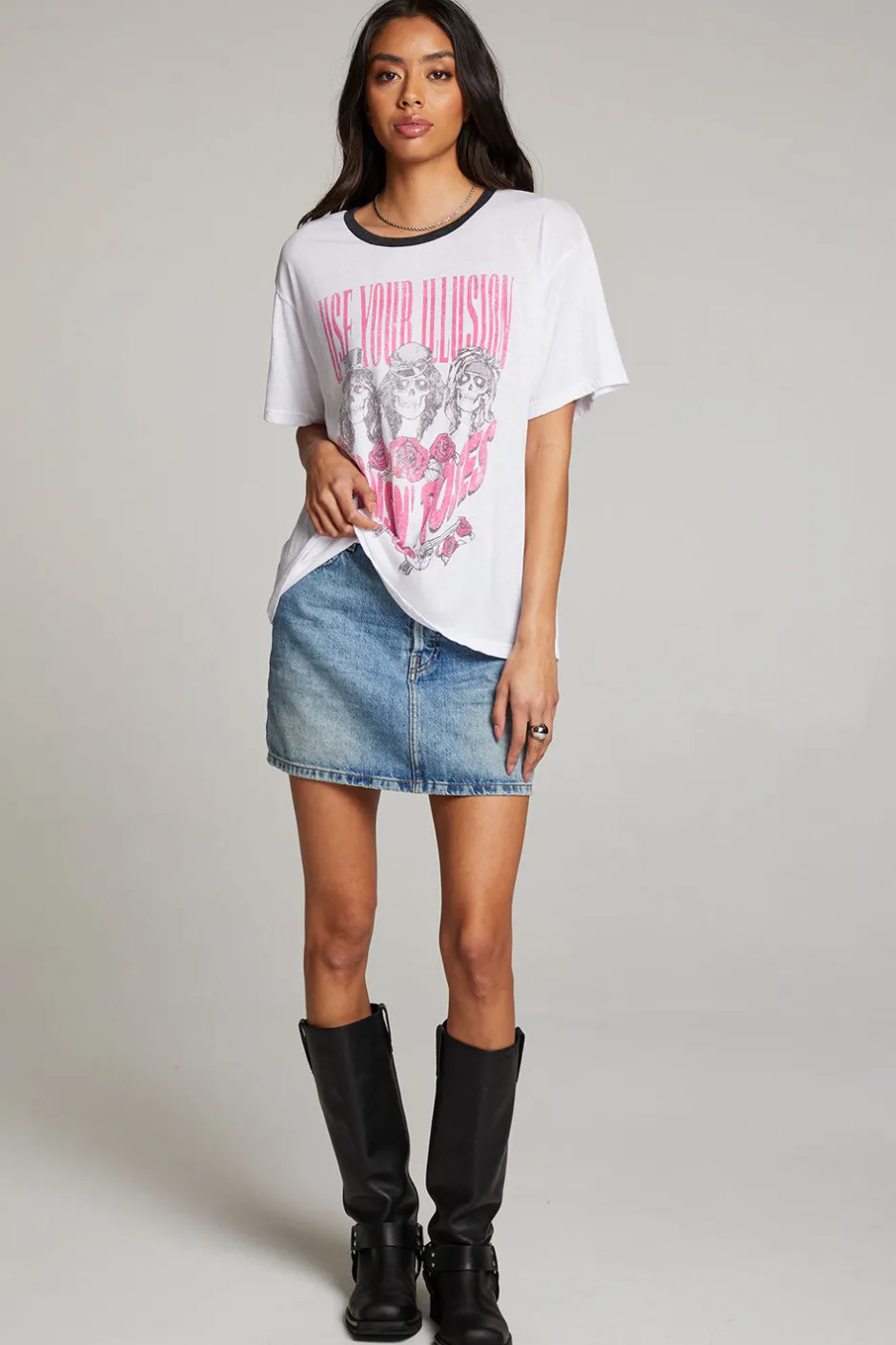 Women Chaser Brand Guns N' Roses Use Your Illusion Skull Tee