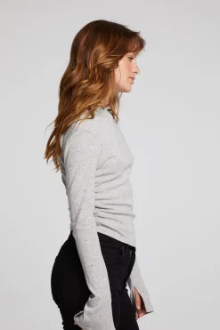 Women Chaser Brand Hailey Heather Grey Long Sleeve