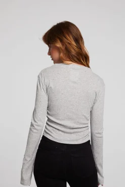 Women Chaser Brand Hailey Heather Grey Long Sleeve