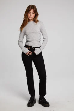 Women Chaser Brand Hailey Heather Grey Long Sleeve