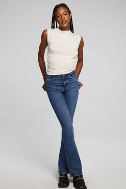 Women Chaser Brand Haileyy White Cap Grey Tank Top