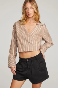 Women Chaser Brand Haley Whiskey Stripe Blouse
