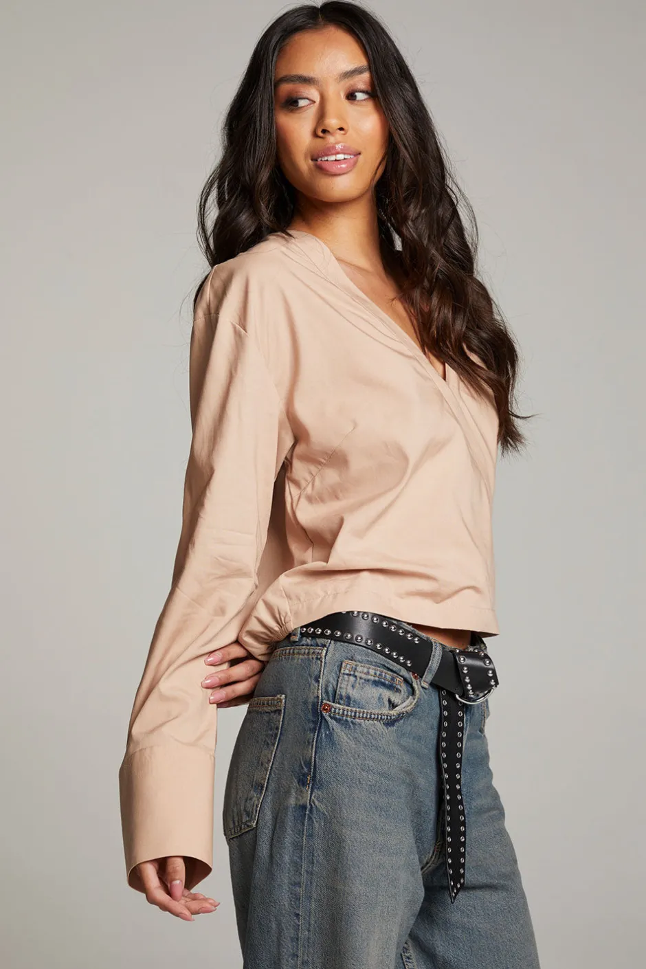 Women Chaser Brand Haleyy Warm Taupe Blouse