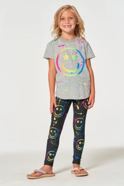 Kids Chaser Brand Happy Face Leggings