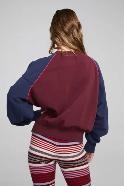 Women Chaser Brand Harvard Wine Red And Mood Indigo Pullover