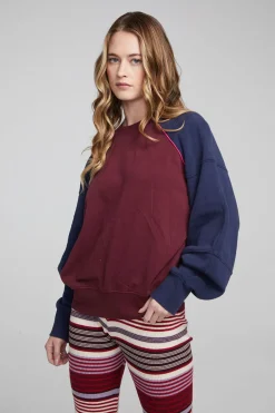 Women Chaser Brand Harvard Wine Red And Mood Indigo Pullover