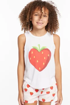 Kids Chaser Brand Heart Strawberry Girls Vintage Jersey Shirttail Muscle