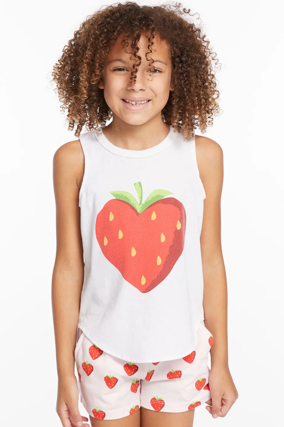 Kids Chaser Brand Heart Strawberry Girls Vintage Jersey Shirttail Muscle