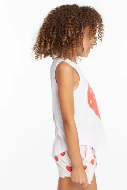 Kids Chaser Brand Heart Strawberry Girls Vintage Jersey Shirttail Muscle