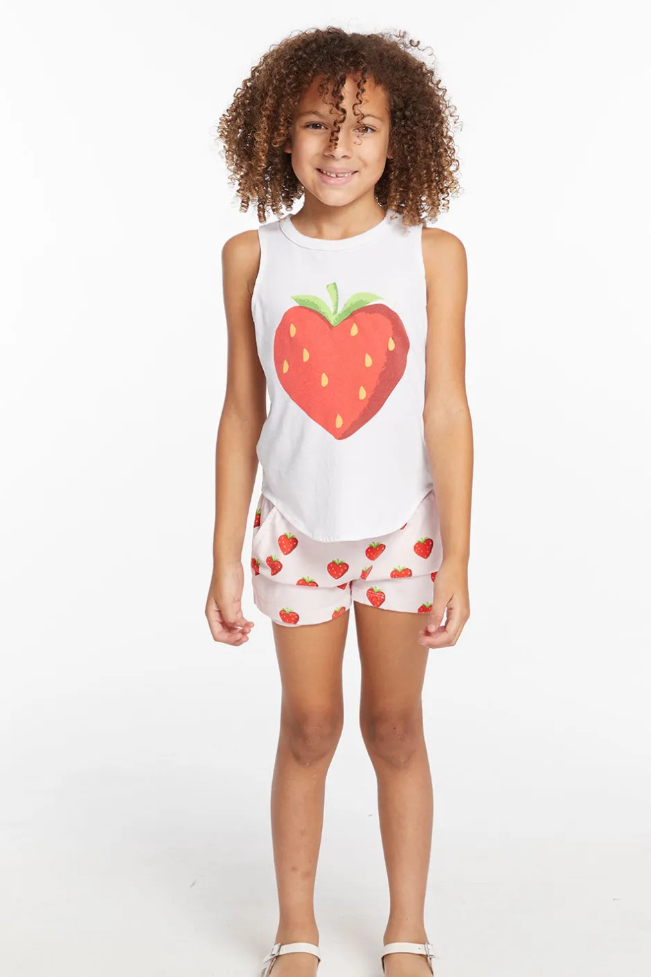 Kids Chaser Brand Heart Strawberry Girls Vintage Jersey Shirttail Muscle