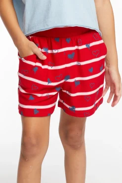 Kids Chaser Brand Heart Stripe Girls Shorts