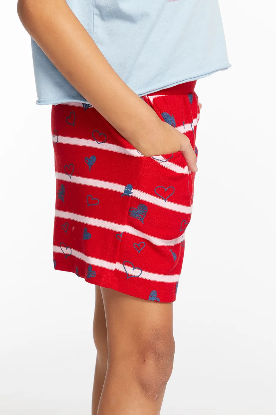 Kids Chaser Brand Heart Stripe Girls Shorts