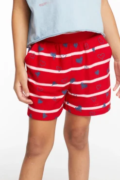 Kids Chaser Brand Heart Stripe Girls Shorts