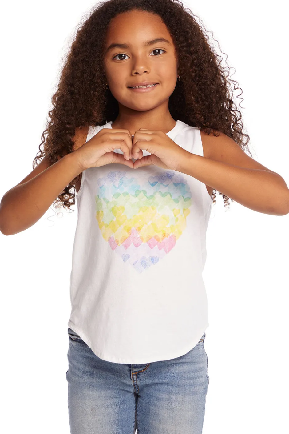 Kids Chaser Brand Hearts Shirt Girls Vintage Jersey Shirttail Muscle