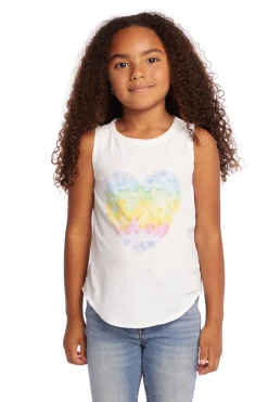 Kids Chaser Brand Hearts Shirt Girls Vintage Jersey Shirttail Muscle
