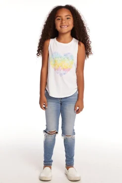 Kids Chaser Brand Hearts Shirt Girls Vintage Jersey Shirttail Muscle