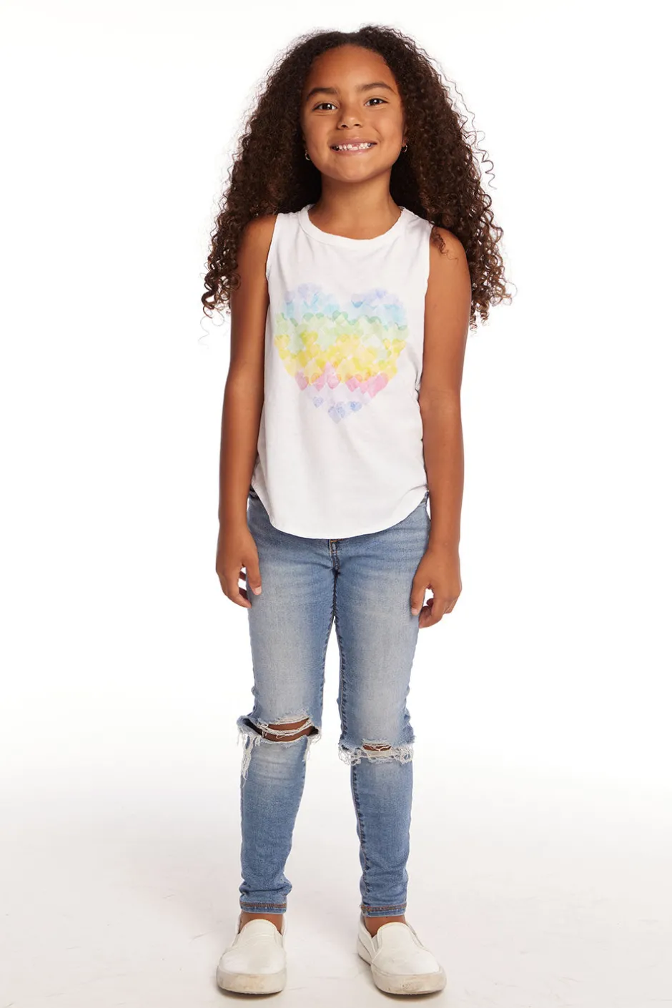 Kids Chaser Brand Hearts Shirt Girls Vintage Jersey Shirttail Muscle