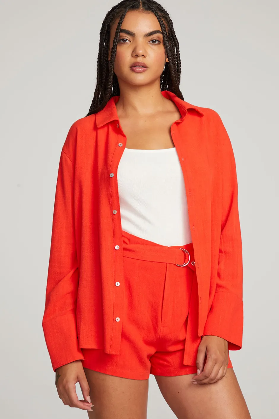 Women Chaser Brand Helena Flame Button Down