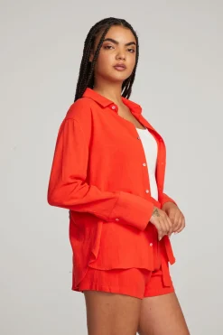 Women Chaser Brand Helena Flame Button Down
