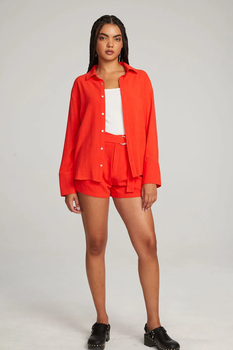 Women Chaser Brand Helena Flame Button Down