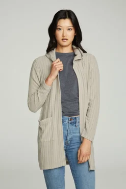Women Chaser Brand Hooded Open Duster Cardigan With Pockets