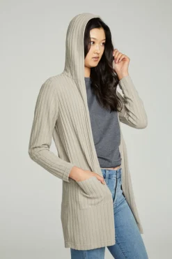 Women Chaser Brand Hooded Open Duster Cardigan With Pockets