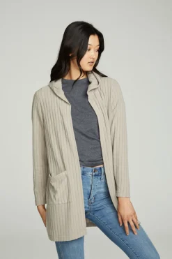 Women Chaser Brand Hooded Open Duster Cardigan With Pockets