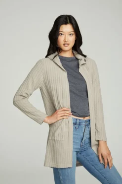 Women Chaser Brand Hooded Open Duster Cardigan With Pockets