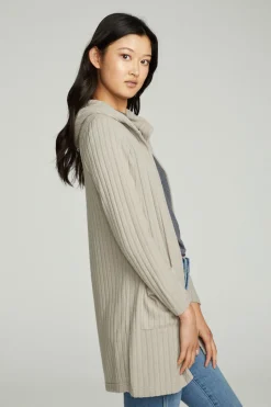 Women Chaser Brand Hooded Open Duster Cardigan With Pockets