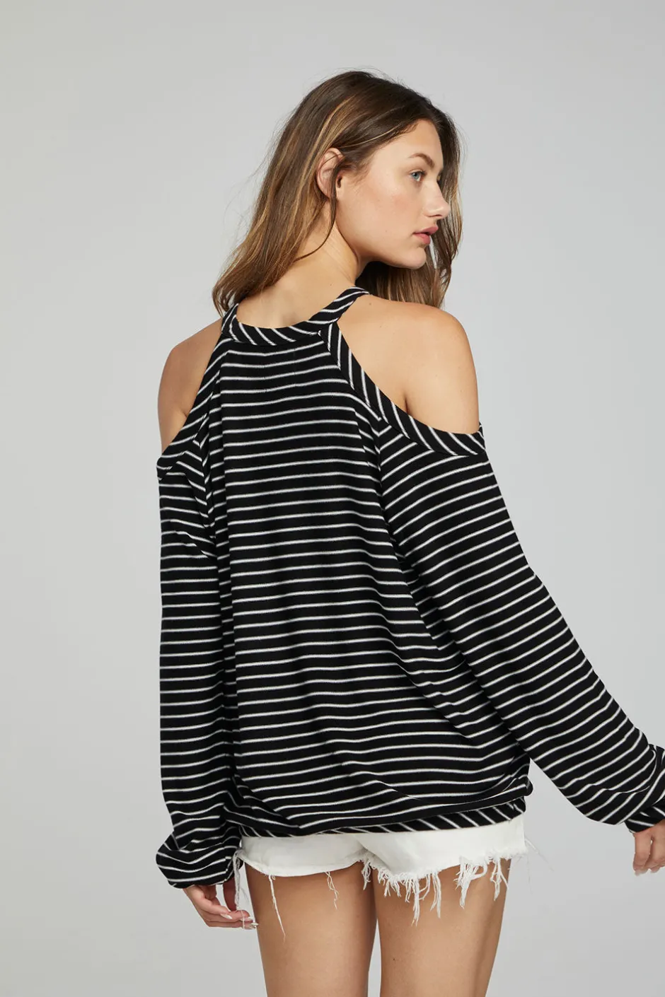 Women Chaser Brand Houston Pullover - Black And White Stripe