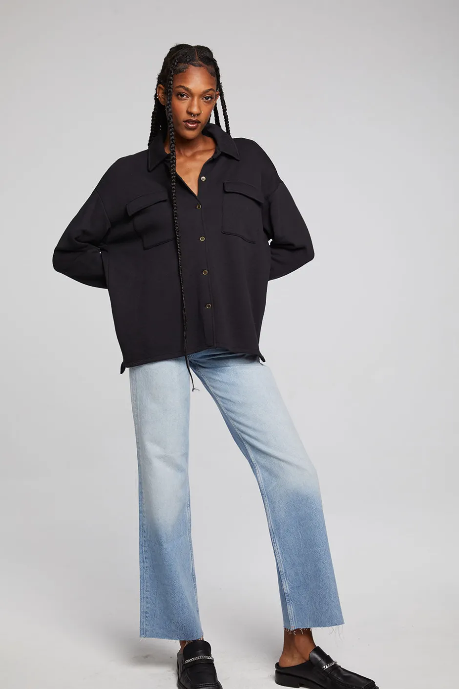 Women Chaser Brand Hyde Licorice Button Down