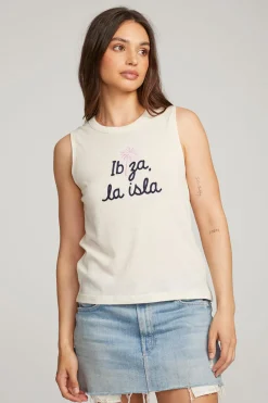 Women Chaser Brand Ibiza Palm Muscle Tee