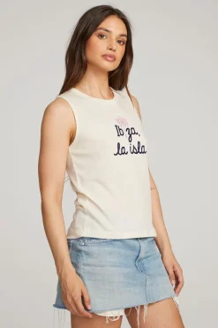 Women Chaser Brand Ibiza Palm Muscle Tee
