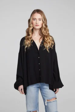 Women Chaser Brand Idol Shadow Black Blouse