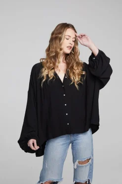 Women Chaser Brand Idol Shadow Black Blouse