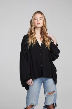 Women Chaser Brand Idol Shadow Black Blouse