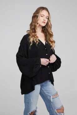 Women Chaser Brand Idol Shadow Black Blouse