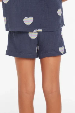 Kids Chaser Brand Jade Blue Heart Girls Short