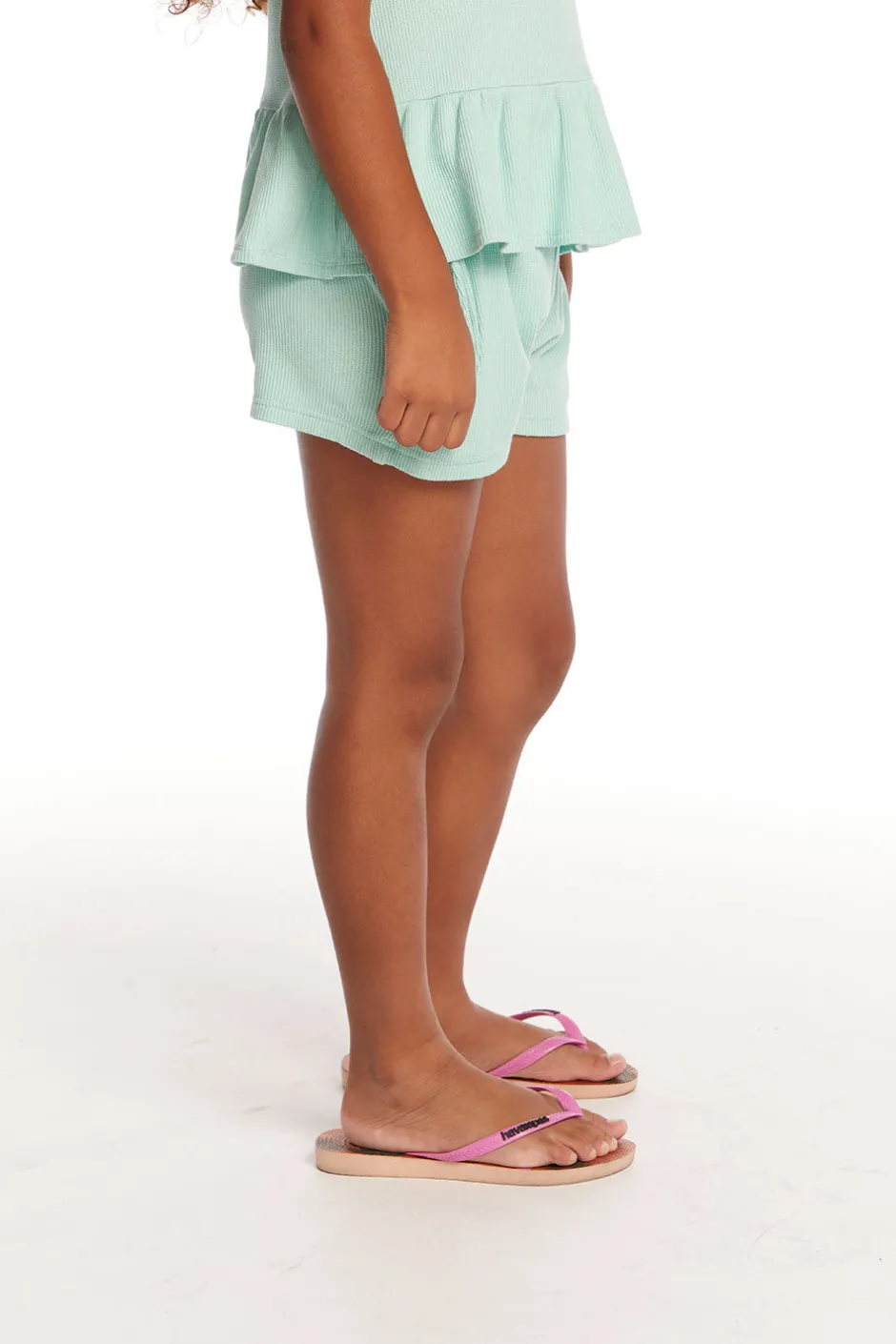Kids Chaser Brand Jade Spring Bud Waffle Knit Girls Short