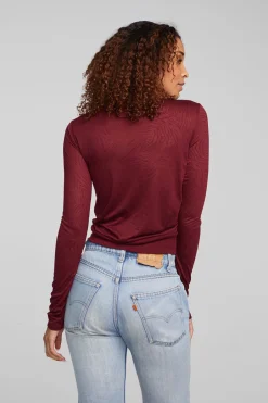 Women Chaser Brand Jeni Wine Red Long Sleeve