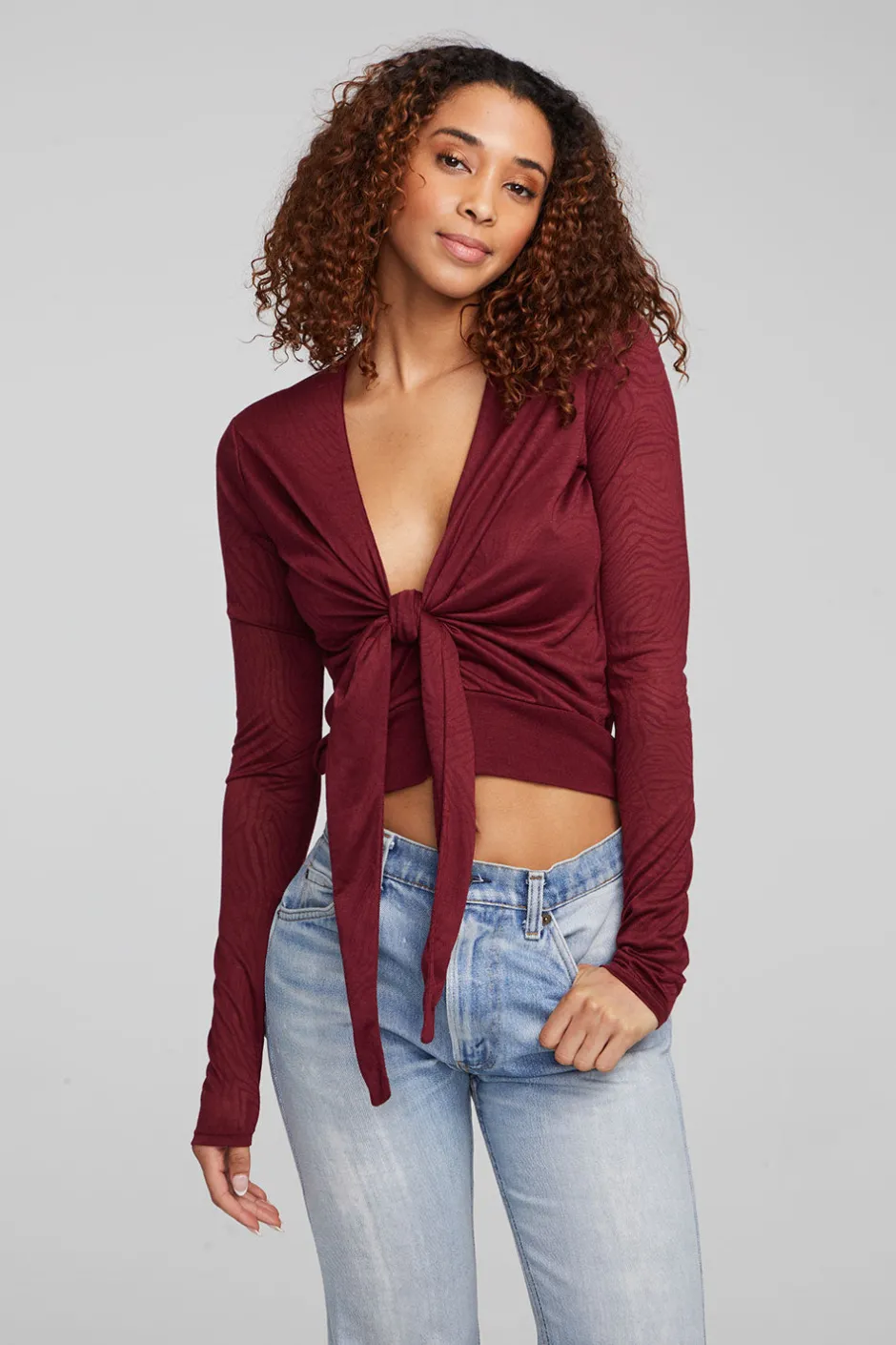 Women Chaser Brand Jeni Wine Red Long Sleeve