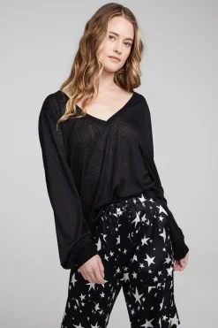 Women Chaser Brand Kara Shadow Black Long Sleeve
